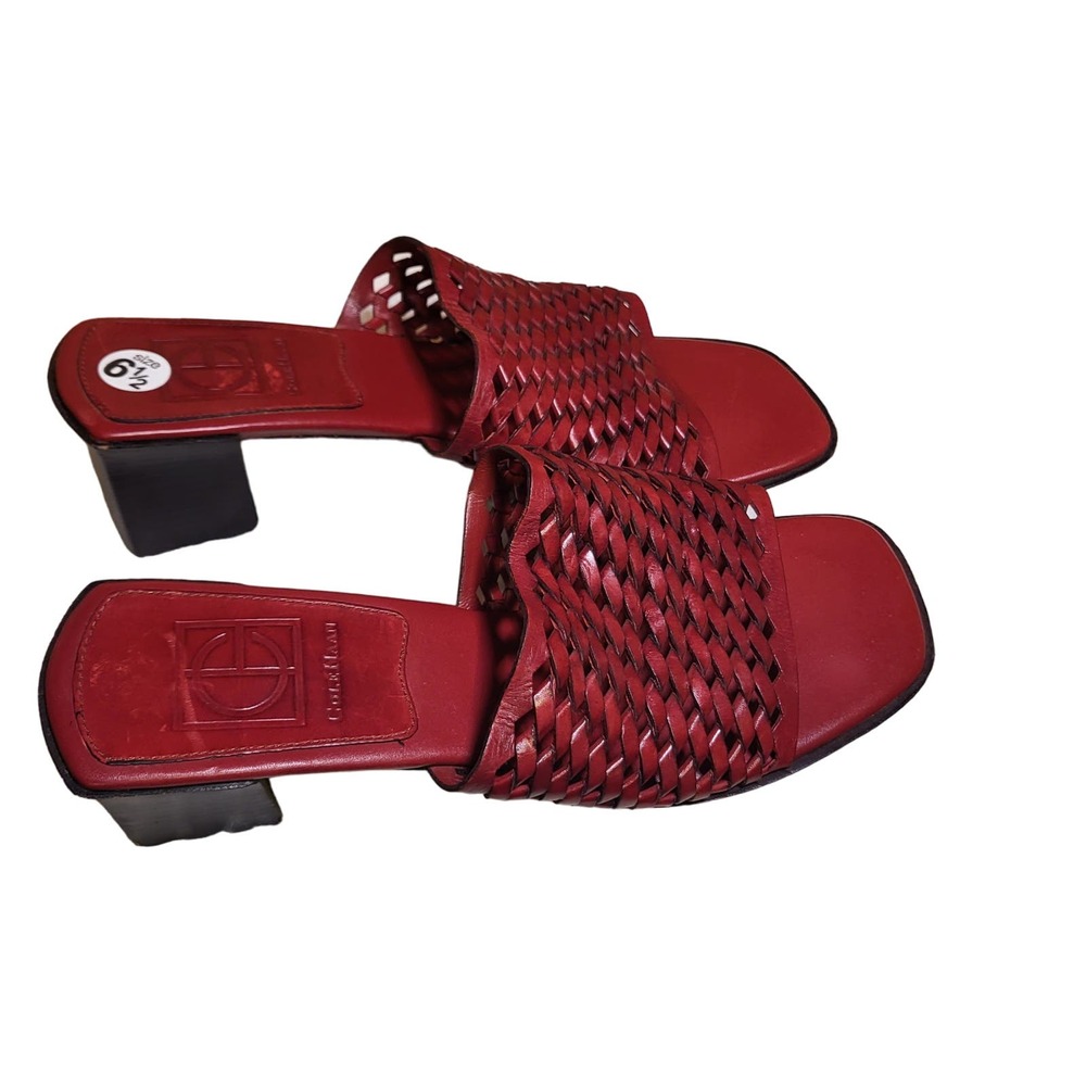 Cole Haan Red leather sandals, small block heel, Size 6.5